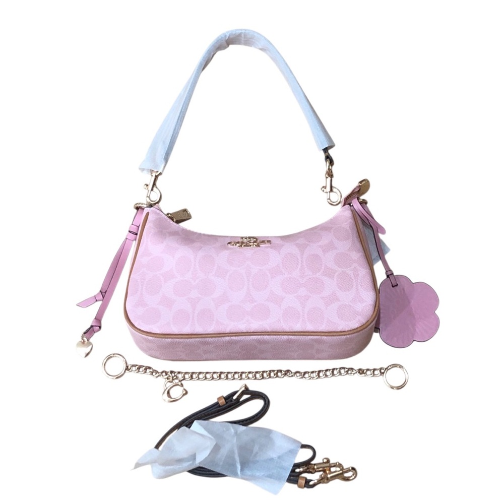 NEW Coach Pink Terri Signature Coated Canvas